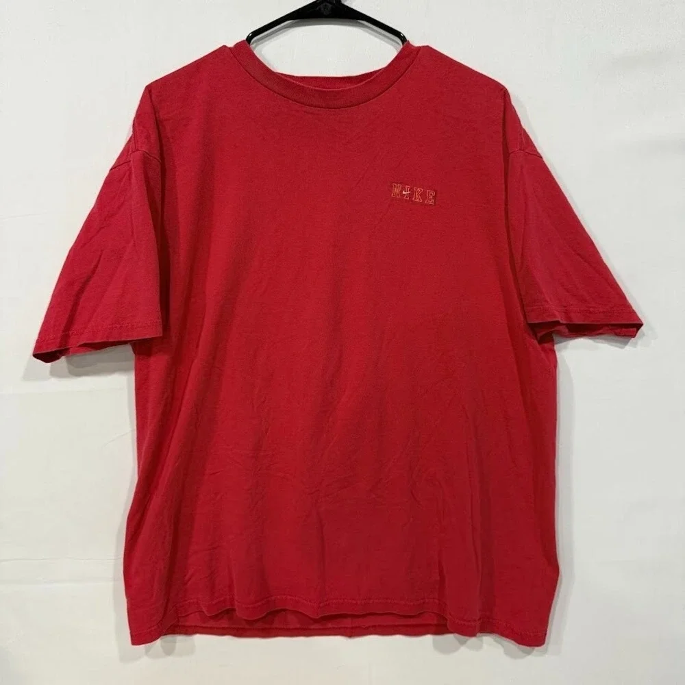 Nike Just Do It‎ T-Shirt Mens L Red Graphic Tee Made in Mexico VTG Look